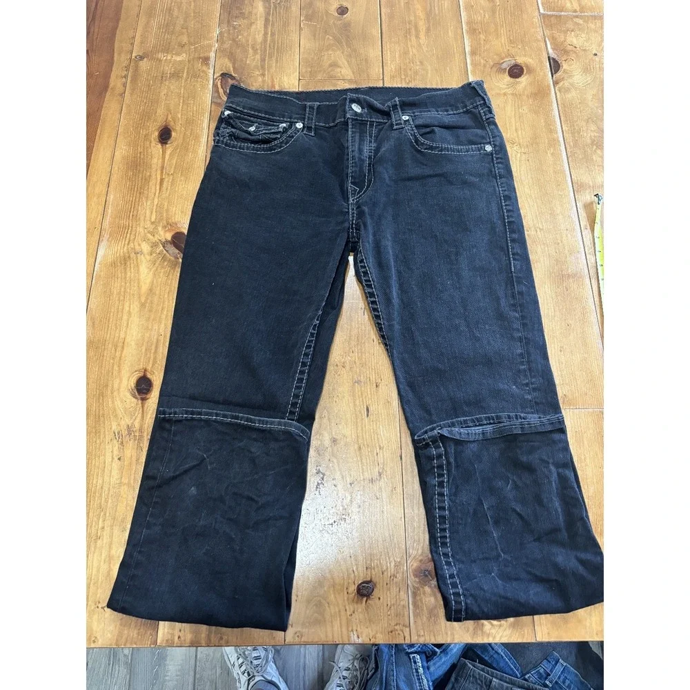 True Religion Ricky Men's Black Denim Relaxed Straight Jeans Size 36